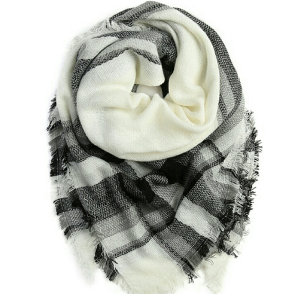 Black and White Plaid Scarf